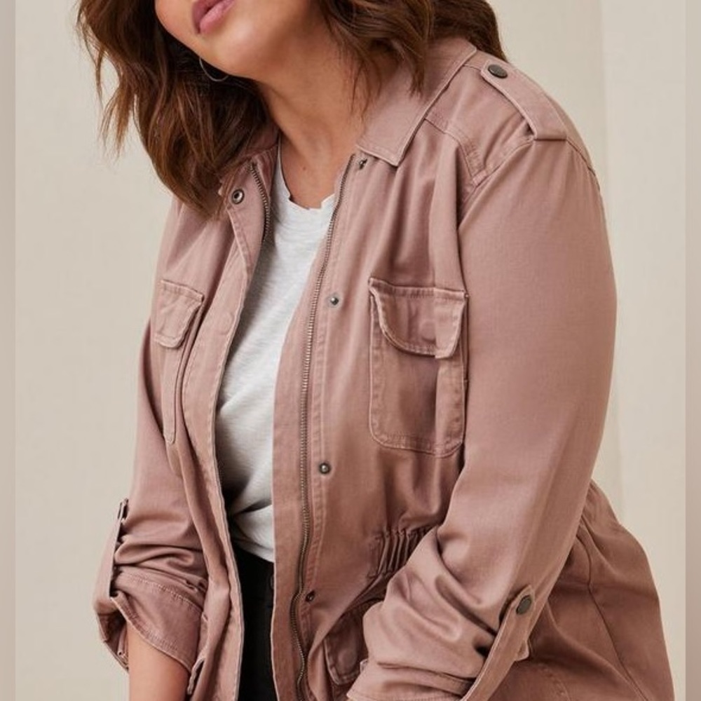 NWOT Torrid Essential Twill Anorak Utility Chore Jacket Pink Clay - Picture 3 of 16